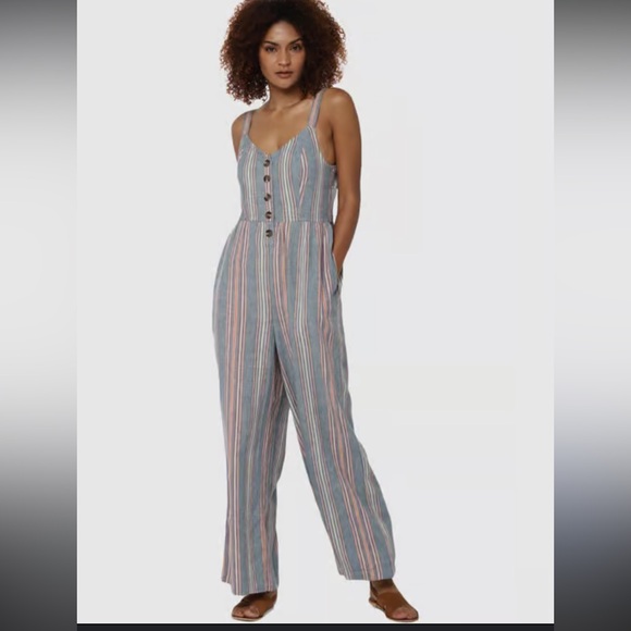 American Eagle Outfitters Pants - American Eagle Outfitters Blue and Pink Striped Jumpsuit
